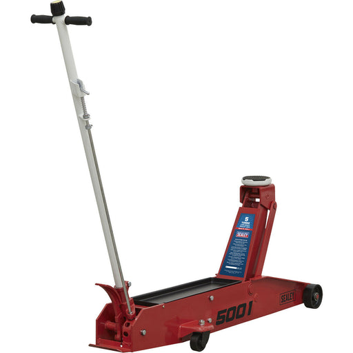 Long Reach Hydraulic Trolley Jack - 5 Tonne Capacity - Foot Operated Quick Lift Loops