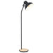 Standing Floor Lamp Light Cruved Black Base / Shade & Wood 1 x 28W E27 Bulb Loops