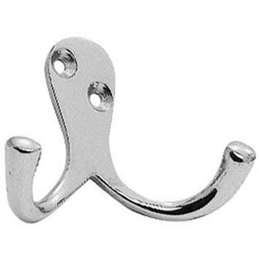 Victorian One Piece Double Bathroom Robe Hook 26mm Projection Polished Chrome Loops