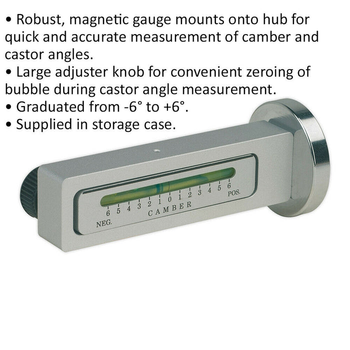 Magnetic Camber / Castor Gauge -6° to +6° Degree - Angle Zeroing Tool Kit Loops