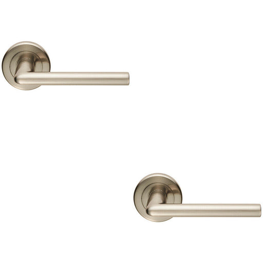 2x PAIR Slimline Straight Bar Handle on Round Rose Concealed Fix Satin Nickel Loops