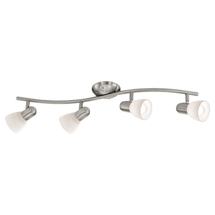 Flush 4 Spot Ceiling Light Satin Nickel Shade White Glass Bulb E14 4x40W Loops