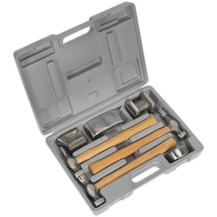 7 Piece Drop Forged Panel Beating Set - Hickory Shafts - Drop Forged Steel Loops