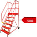 5 Tread HEAVY DUTY Mobile Warehouse Stairs -Punched Steps- 2.13m Safety Ladder Loops