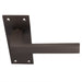 2x PAIR Straight Square Handle on Slim Latch Backplate 150 x 50mm Matt Bronze Loops