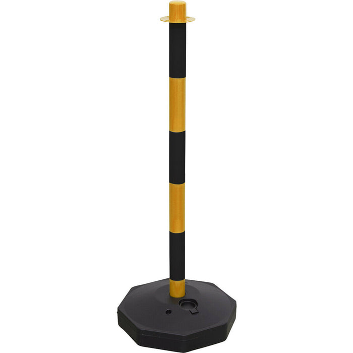 25m Post & Chain Kit - High Vis Black & Yellow - 6 x Posts - Safety Barrier Loops