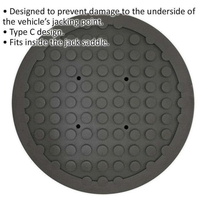 Safety Rubber Jack Pad - Type C Design - 140mm Circle - Fits Over Jack Saddle Loops