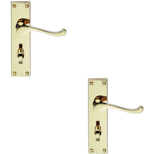 2x PAIR Victorian Scroll Handle on Bathroom Backplate 155 x 41mm Polished Brass Loops
