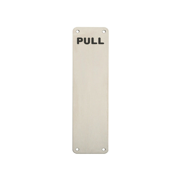 Pull Engraved Door Finger Plate 300 x 75mm Satin Stainless Steel Push Plate Loops