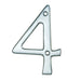 Satin Chrome Door Number 4 - 75mm Height 4mm Depth House Numeral Plaque Loops