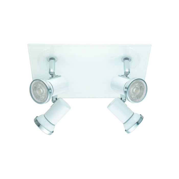 Wall Flush Ceiling Light IP44 Bathroom Colour White Chrome Bulb GU10 4x3.3W Incl Loops