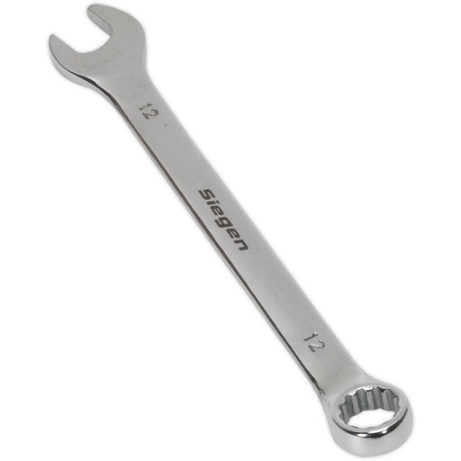 Hardened Steel Combination Spanner - 12mm - Polished Chrome Vanadium Wrench Loops