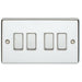 3 PACK 4 Gang Metal Quad Light Switch POLISHED CHROME 2 Way 10A White Trim Loops