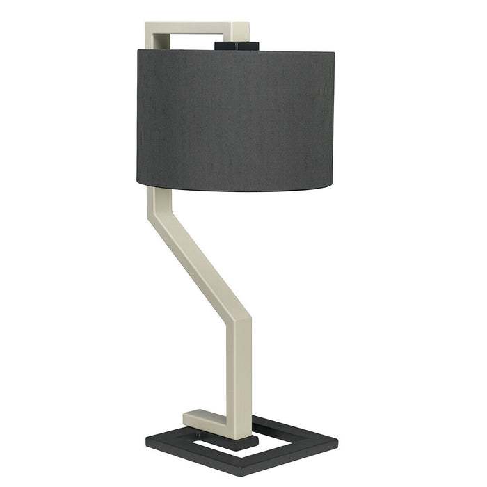 Table Lamp Whale Shade Cream And Dark Grey Painted Metal Base LED E27 60W Bulb Loops