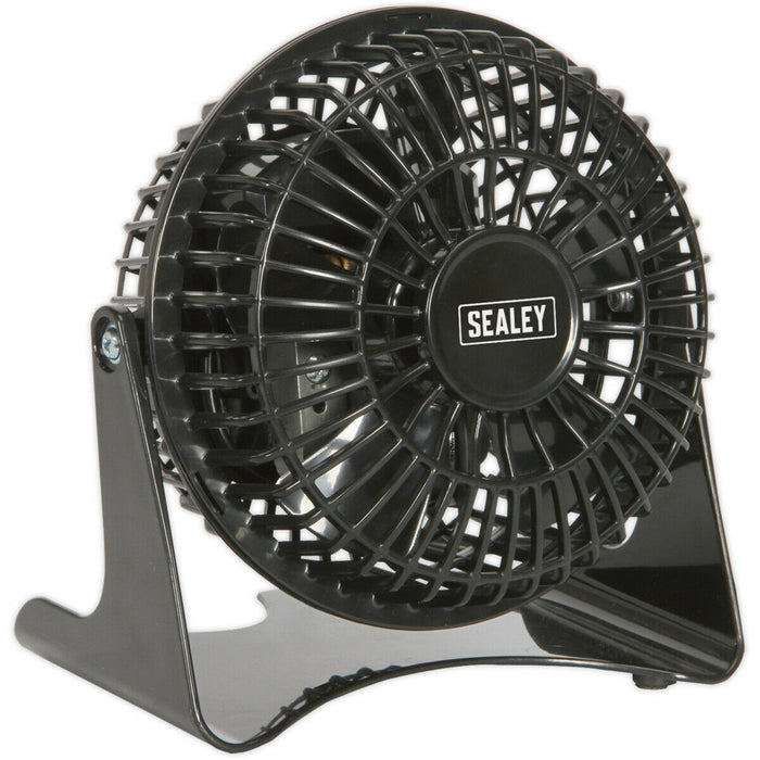 4 Inch Mini Composite Desk Fan - Single Speed Personal Cooler - 3-Pin UK Plug Loops