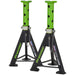 PAIR 6 Tonne Heavy Duty Axle Stands - 369mm to 571mm Adjustable Height - Green Loops