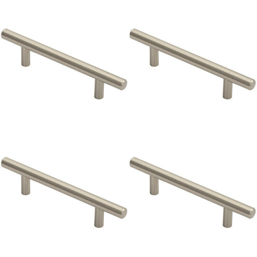 4x Round T Bar Cabinet Pull Handle 156 x 12mm 96mm Fixing Centres Satin Nickel Loops