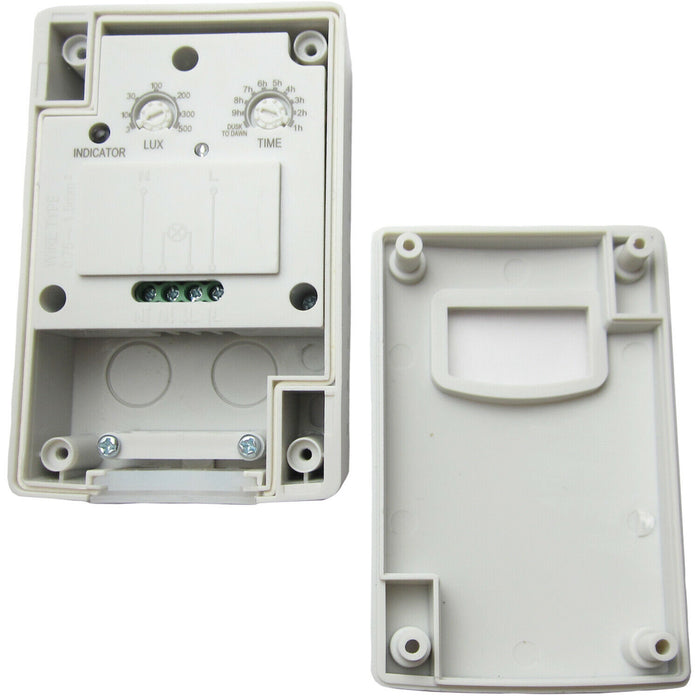 Outdoor Rated Wall Mounted Photocell IP44 10A Dusk Dawn Auto Light Sensor Switch Loops