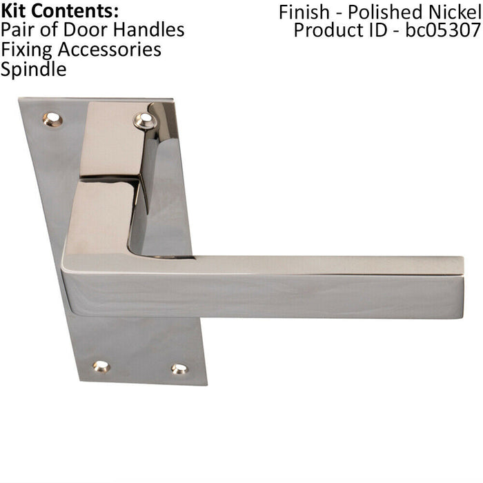 PAIR Straight Square Handle on Bathroom Backplate 150 x 50mm Polished Nickel Loops