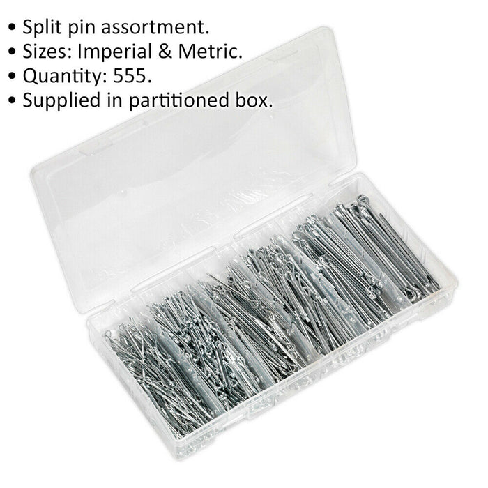 555pc Split-Pins Set - Various Metric & Imperial SMALL Sizes - Split Cotter Pin Loops