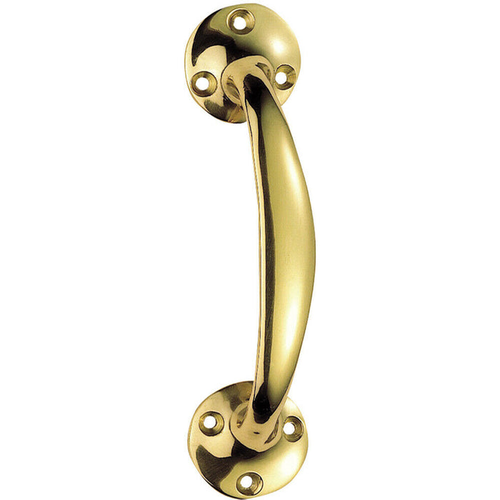 Victorian Bow Shaped Pull Handle 152mm Length 32mm Proj Polished Brass Loops