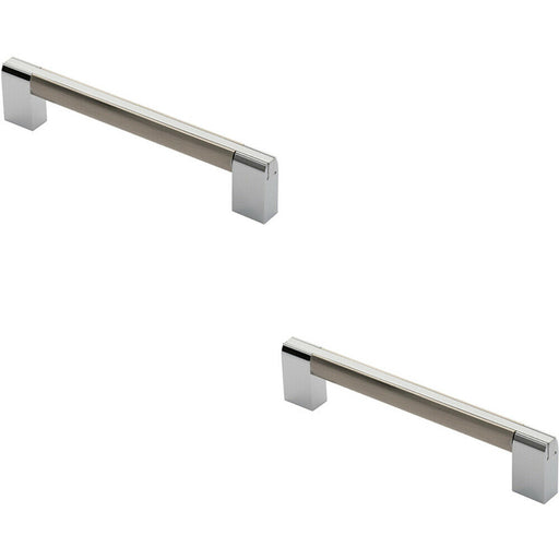2x Multi Section Straight Pull Handle 160mm Centres Satin Nickel Polished Chrome Loops