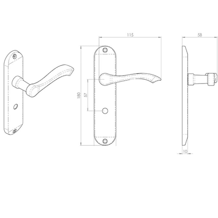 Door Handle & Bathroom Lock Pack Chrome Curved Lever Thumb Turn Backplate Loops
