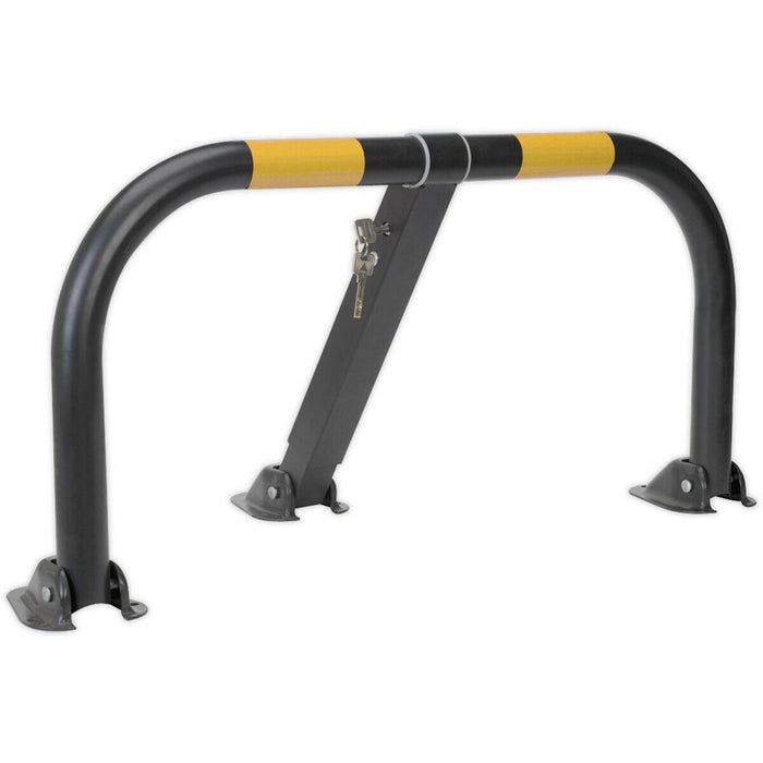 Triple Legged Parking Barrier - 50mm Tube Steel - 980mm Width - Integral Lock Loops