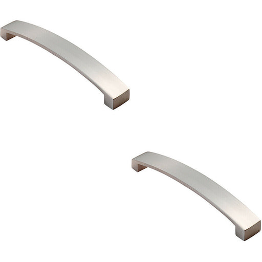 2x Flat Curved Bow Pull Handle 238 x 25mm 224mm Fixing Centres Satin Nickel Loops