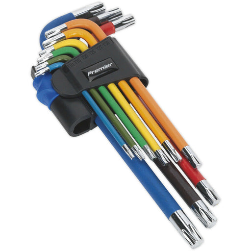 9 Piece Colour Coded Long TRX-Star Key Set - 10 to T50 Sizes - Anti-Slip Coating Loops