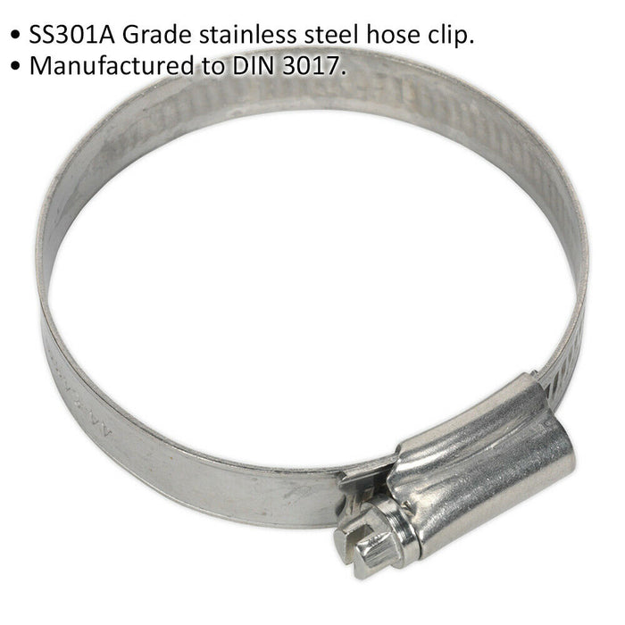 10 PACK Stainless Steel Hose Clip - 44 to 64mm Diameter - Hose Pipe Clip Fixing Loops