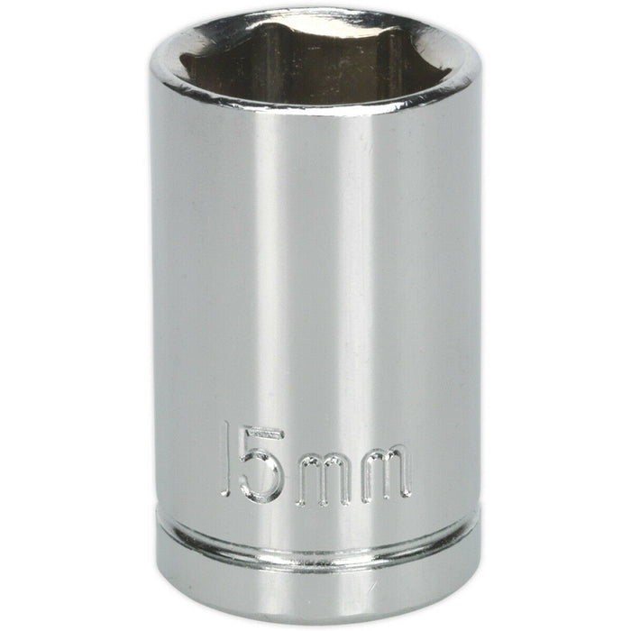 15mm Chrome Plated Drive Socket - 1/2" Square Drive - High Grade Carbon Steel Loops