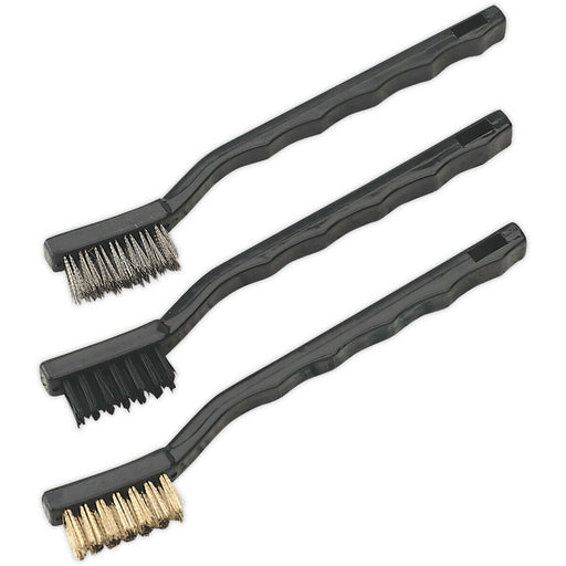 3 PACK Miniature Wire Brush Set - Steel Nylon and Brass - Small Component Brush Loops