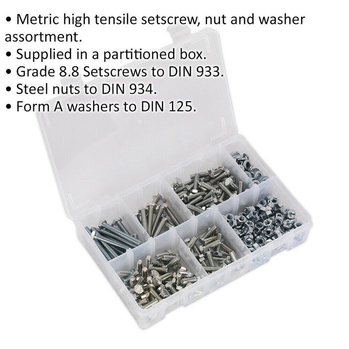 408 Piece Setscrew Nut & Washer Assortment - High Tensile Steel - M6 Metric Loops