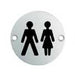 2x Bathroom Door Unisex Symbol Sign 76mm Diameter Satin Anodised Aluminium Loops