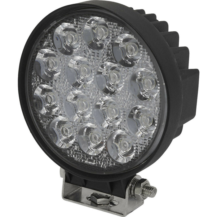 Waterproof Work Light & Mounting Bracket -42W SMD LED - 115mm Round Flash Torch Loops