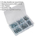 140 Piece Zinc Plated O-Clip Assortment - Double Ear Fasteners - Various Sizes Loops