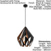 Hanging Ceiling Pendant Light Black & Copper Geometric 60W E27 Modern Feature Loops