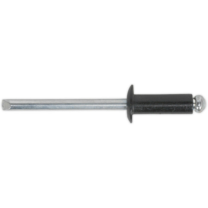 200 PACK - 4mm x 10mm Standard Flange Rivets - Black Aluminium Compression Pins Loops