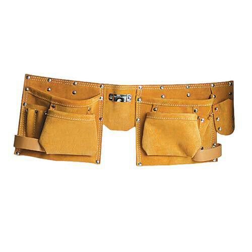 Double Pouch 8 Pocket Tool Belt 300mm x 200mm Heavy Duty Suede & Leather Loops