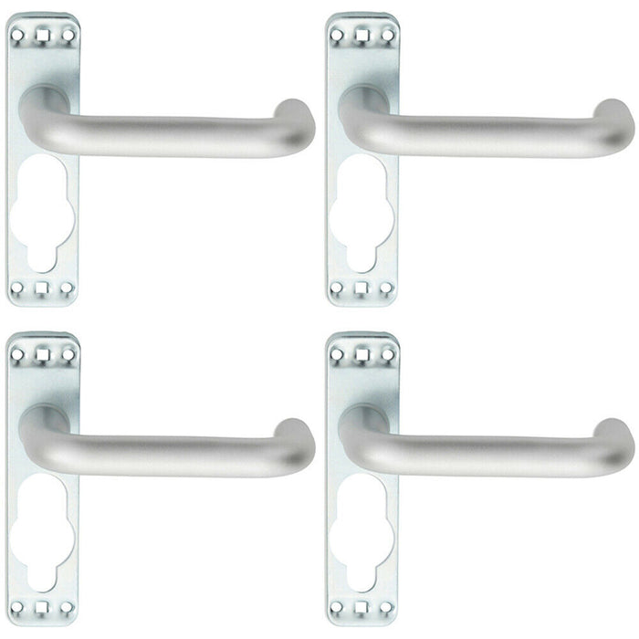 4x PAIR Safety Lever on Inner Backplate 152mm Door Handle Satin Aluminium Loops