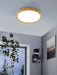 Flush Ceiling Light Colour Natural Wood Look Shade White Plastic Bulb LED 33.5W Loops
