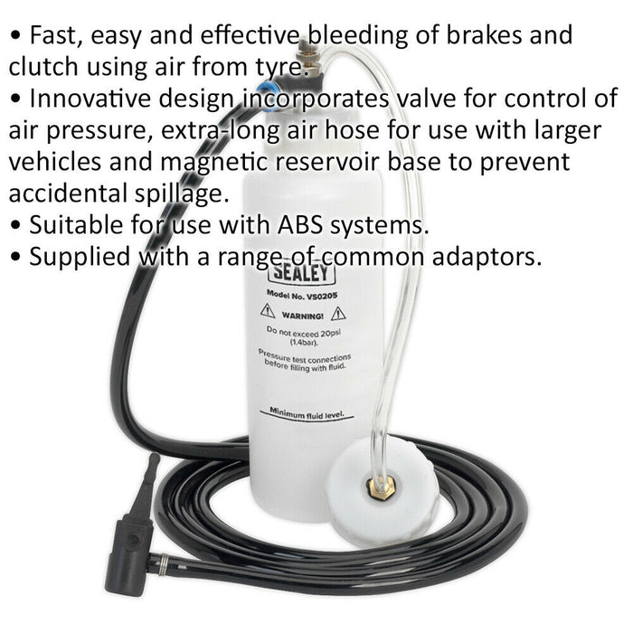 500ml Automatic Brake & Clutch Bleeder - 20 psi - Various Adaptors Included Loops