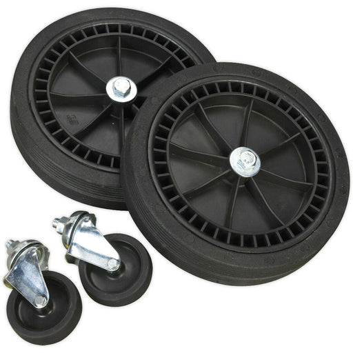 Fixed Compressor Wheel Kit - 2 Castors & 2 Fixed Wheels - For Static Compressors Loops