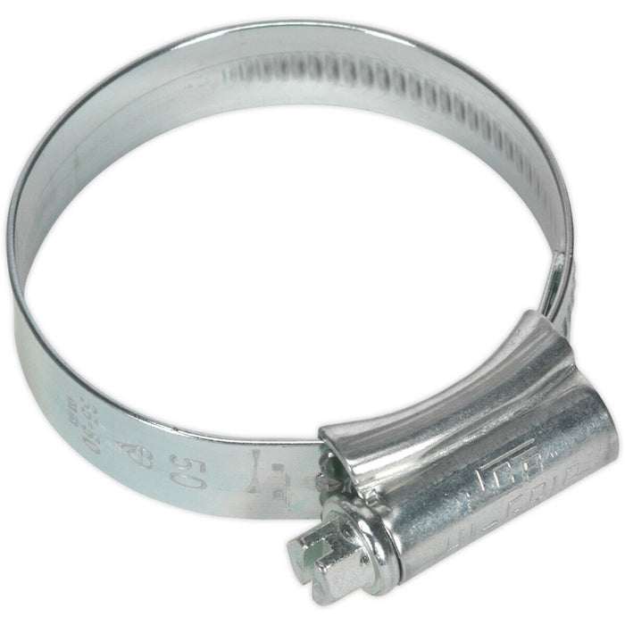 20 PACK Zinc Plated Hose Clip - 35 to 50mm Diameter - External Pressed Threads Loops