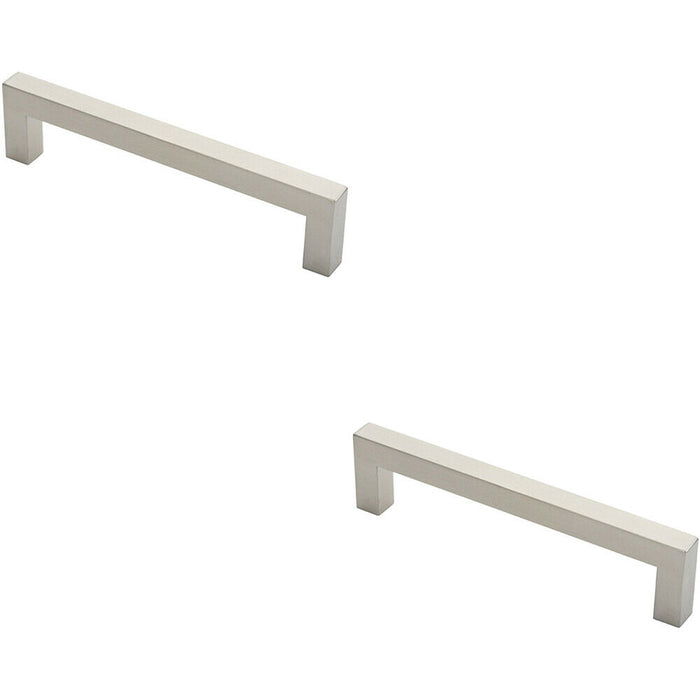 2x Square Mitred Door Pull Handle 244 x 19mm 225mm Fixing Centres Satin Steel Loops