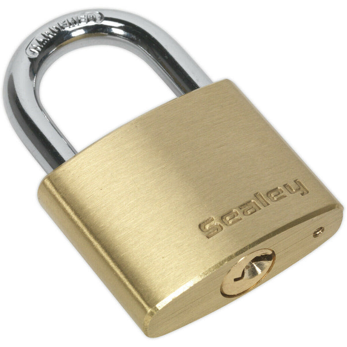 40mm Solid Brass Padlock 6.5mm Hardened Steel Shackle - 3 Key Security Unit Lock Loops