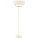 1.5m Twin Floor Lamp Brass & White Shade 2 Bulb Standing Living Room Light Base Loops