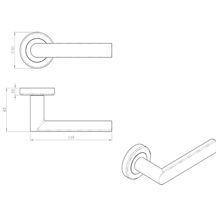 Door Handle & Latch Pack Matt Black Rectangular Lever Screwless Round Rose Loops