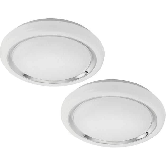 2 PACK Wall Flush Ceiling Light Colour White Shade White Chrome Plastic LED 23W Loops